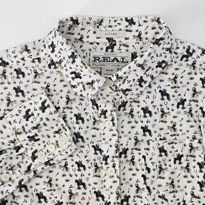 Ariat REAL Button Down Shirt Womens M Horse Print Fitted Western Long Sleeve